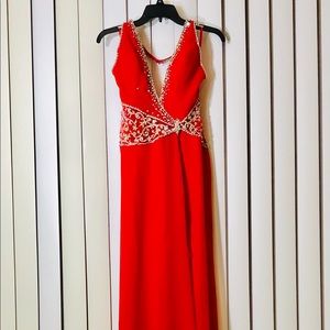 Vintage Full Length Red Evening Gown - The Crown Collection